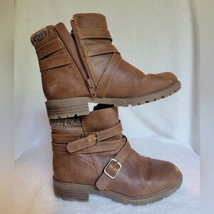 Girls Size 1 brown zip up boots